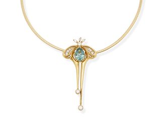 A Sam Joseph blue topaz and diamond pendant necklace
