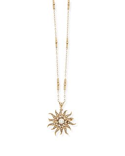 A diamond and seed pearl starburst brooch/pendant