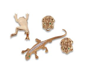 A group of whimsical animal jewelry