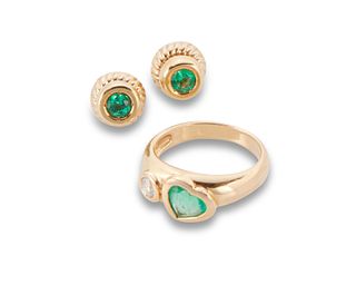 Two emerald jewelry items