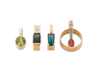 Four gemstone pendants