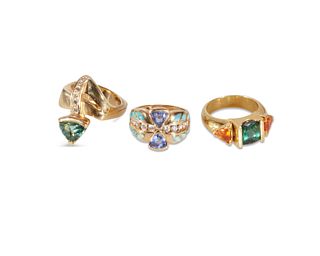Three gemstone rings