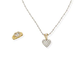 Two diamond heart jewelry items