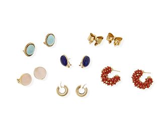 Six pairs of earrings