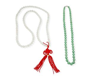 Two strands of jadeite beads
