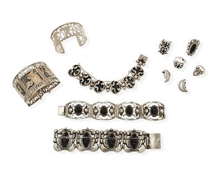 A group of Mexican and Central American silver jewelry