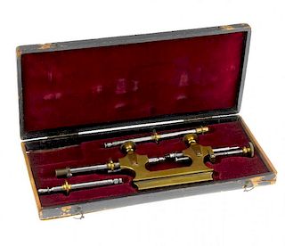 A complete Jacot tool with box, together with a set of scales. <br><br>Due to the quantity of items