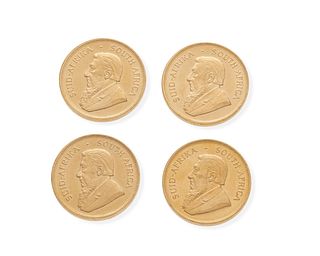 Four South African Krugerrand gold coins
