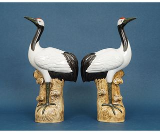 PAIR OF CHINESE PORCELAIN CRANES