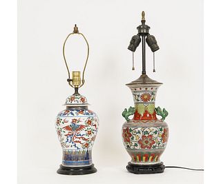 TWO ASIAN STYLE TABLE LAMPS