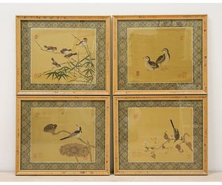 FOUR ASIAN BIRD PAINTINGS