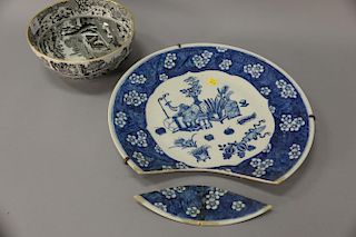 Two piece lot to include Japanese charger dia. 16 in. (as is) and a Copeland bowl dia. 9 1/2 in.