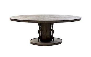 A Phillip and Kelvin Lavern Bronze Low Table, Height 17 x diameter 48 inches.