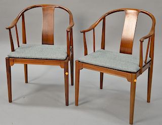 Pair of Fritz Hansen teak Chinese chairs, Hans Wegner designer.