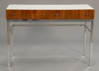 American of Martinsville modern desk with two drawers having chrome base and formica top. ht. 30 in.; wd. 44 in.