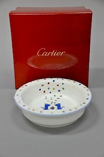 Cartier La Maison des Enfants baby child bowl, new in original box. ht. 1 3/4 in.; dia. 6 1/4 in.