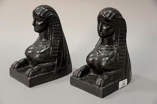 Pair of cast iron Egyptian sphinx bookends. ht. 8 in.