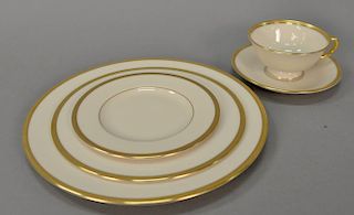Lenox Tuxedo china dinner set, setting for sixteen including 16 dinner plates, 16 salad plates, 16 bread plates, 16 cups and saucers...