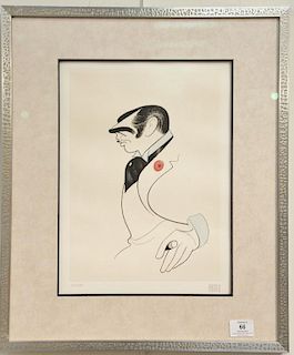 Al Hirschfeld (1903-2003) etching of Clark Gable, signed in pencil lower right Hirschfeld, numbered in pencil lower left 31/200. 13 ...