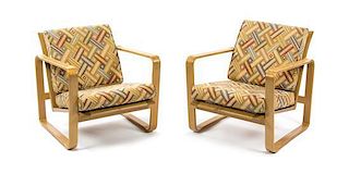 * A Pair of Edward Wormley Bentwood Lounge Chairs, for Dunbar, Height 30 inches.