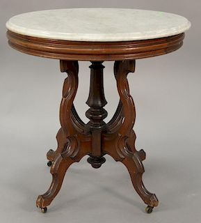 Round Victorian marble tables. ht. 29 in.; dia. 28 in.