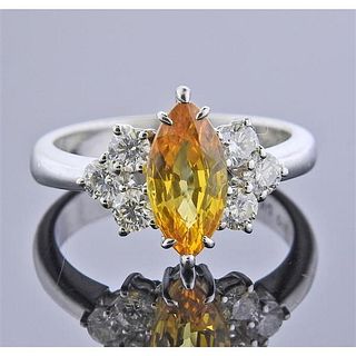 18k Gold Diamond Yellow Sapphire Ring