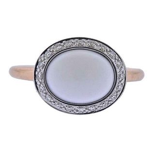 Mimi Milano 18K Gold White Agate Diamond Ring