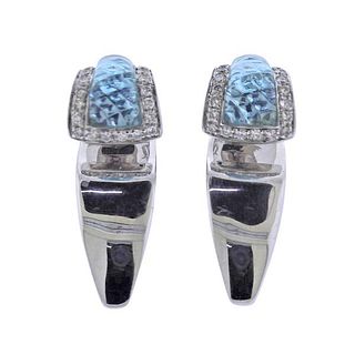 Io Si 18k Gold Diamond Blue Topaz Earrings
