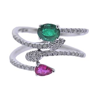 Kallati Diamond Emerald Ruby Gold Ring