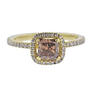 18k Gold Fancy Diamond Engagement Ring