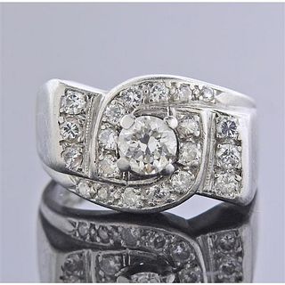 Midcentury Platinum Diamond Ring 