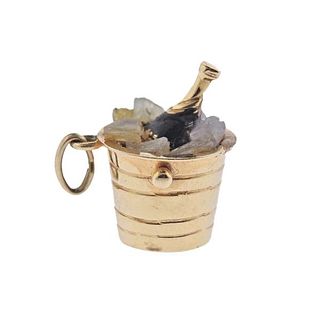 14k Gold Enamel Champagne Ice Bucket Charm 