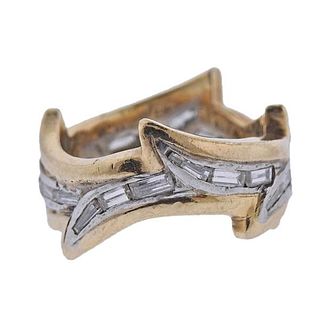 18k Gold Platinum Diamond Band Ring