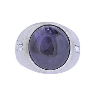 Platinum Diamond Star Sapphire Ring