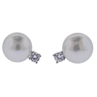 18k Gold South Sea Pearl Diamond Earrings