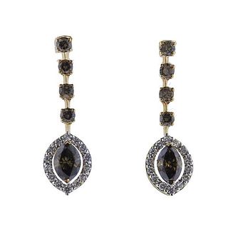 18k Gold Fancy Diamond Drop Earrings