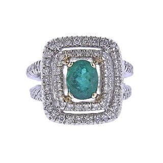18k Gold Diamond Emerald Ring