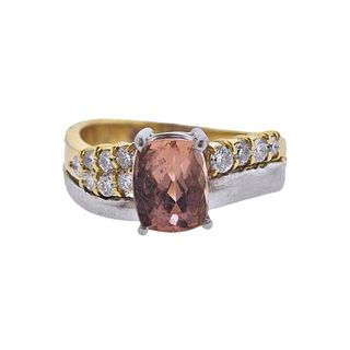 Platinum 18k Gold Diamond Imperial Topaz Ring