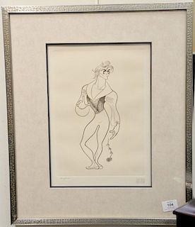 Al Hirschfeld (1903-2003) etching of Baryshnikov with Rose, signed in pencil lower right Hirschfeld, numbered in pencil lower left 1...