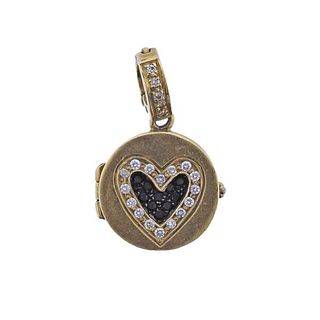 18k Gold Diamond Heart Locket Charm Pendant
