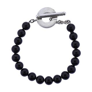 Tiffany &amp; Co Silver Black Onyx Toggle Bracelet 