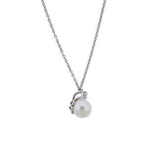 Tiffany &amp; Co 18k Gold Diamond Pearl Pendant Necklace