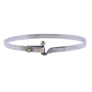 Tiffany &amp; Co Silver 18k Gold Hook Bangle Bracelet
