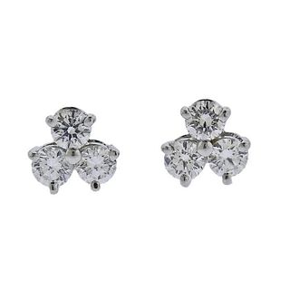 Tiffany &amp; Co Aria Diamond Platinum Stud Earrings 