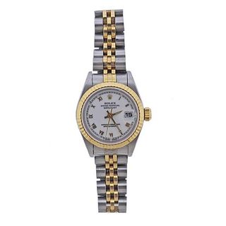 Rolex Datejust 18k Gold Steel Roman Markers Watch 69173