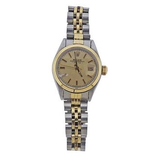 Rolex Oyster Date 18k Gold Steel Watch 6916