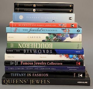 Twelve coffee table books to include Papi's "Stage Jewels", Loring's "Tiffany in Fashion", Meylon's "Queen's Jewels", Neret's "Bouch...