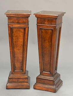 Pair of Contemporary wood pedestals. ht. 42 in.; top: 14" x 14"