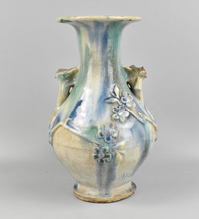 Chinese Shiwan Ware Flambe Vase w/ Prunus