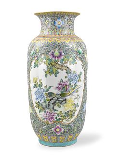 Chinese Famille Rose Bird & Flower Vase ,20th C.